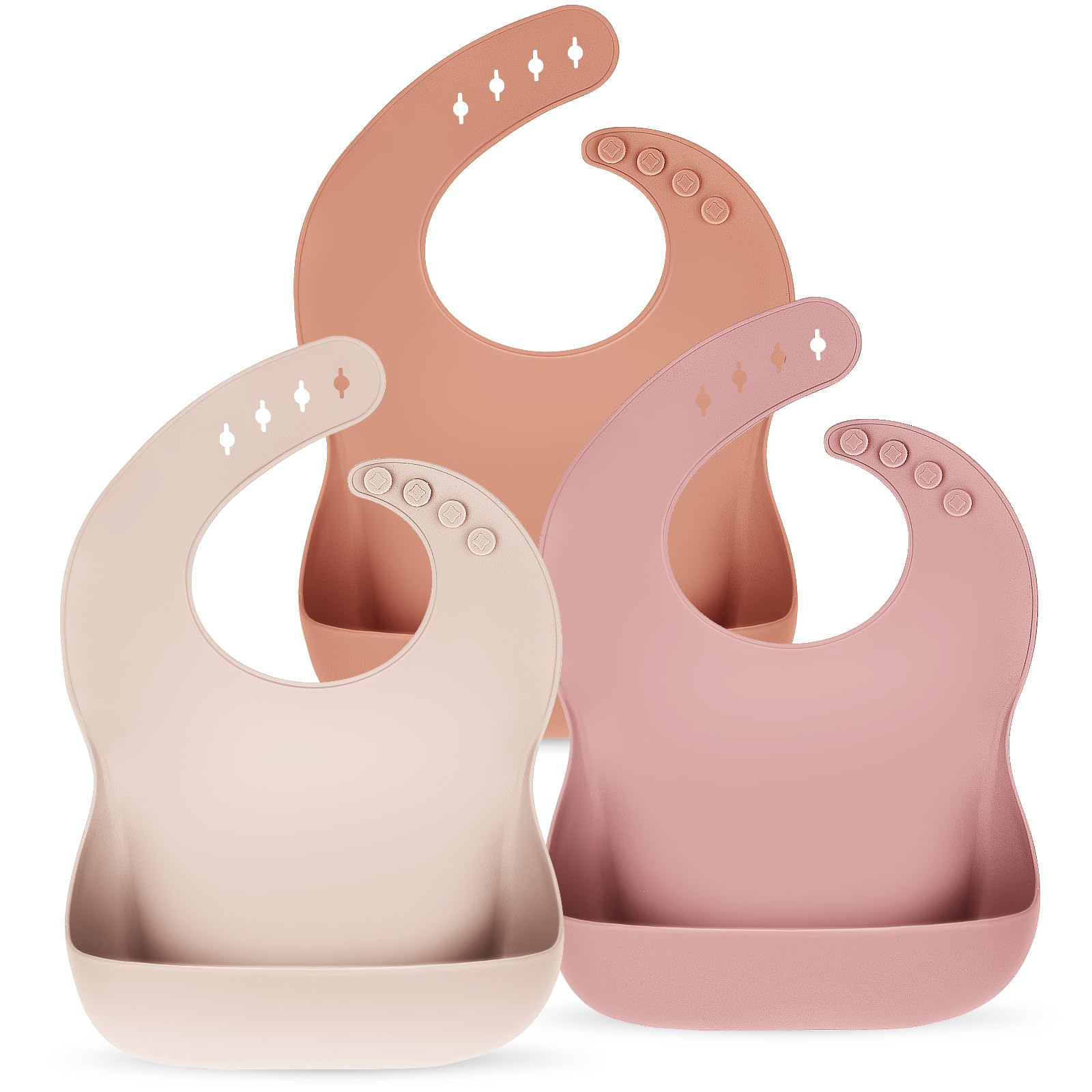 Eascrozn Silicone Bibs for Babies Toddler Set of 3