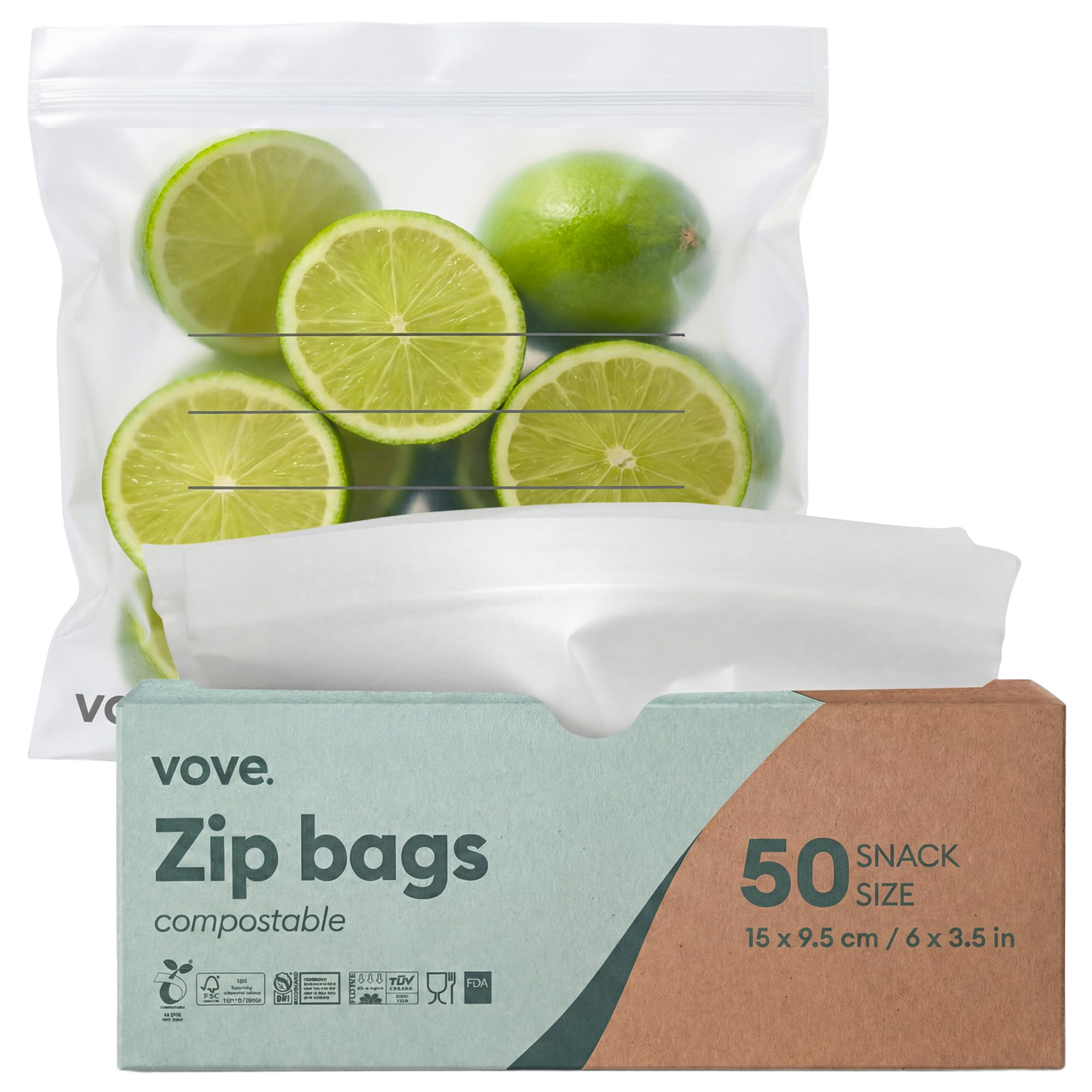 Vove Compostable Snack Bags 50 Ct – PFAS-Free