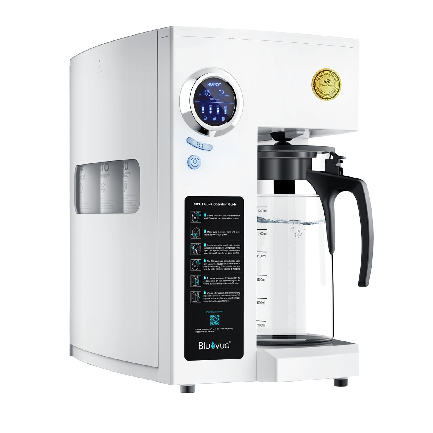 Bluevua RO100ROPOT Countertop Reverse Osmosis Water Filter System