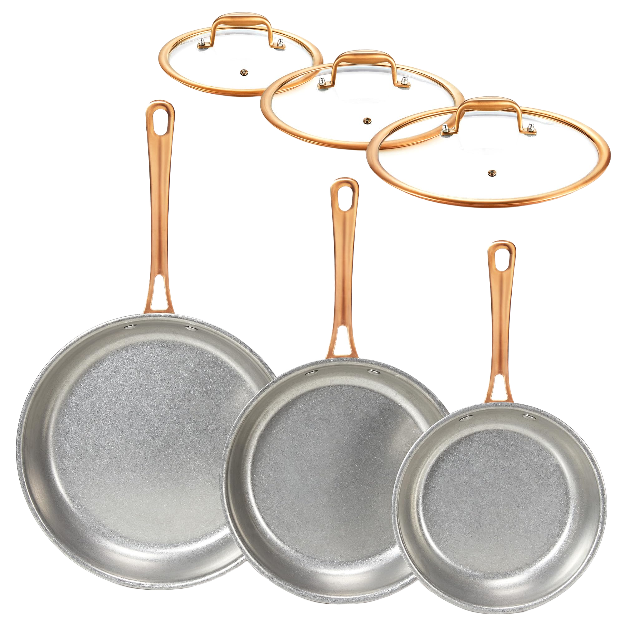 KOKHUB Tri-Ply Stainless Steel Frying Pans Set