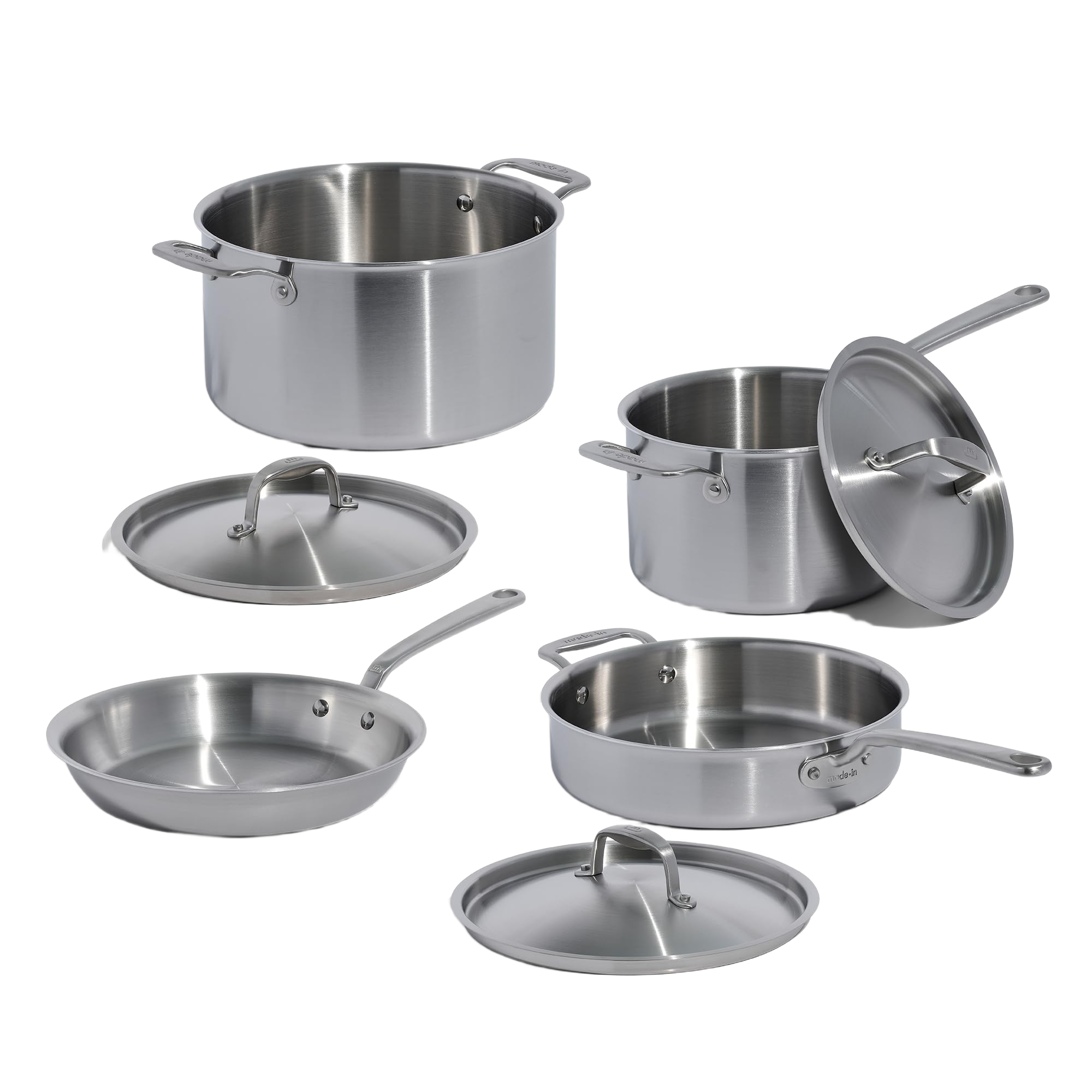 Made In Cookware – 7 Piece Stainless Steel Cookware Set – 5-Ply Stainless Clad – Includes Frying P