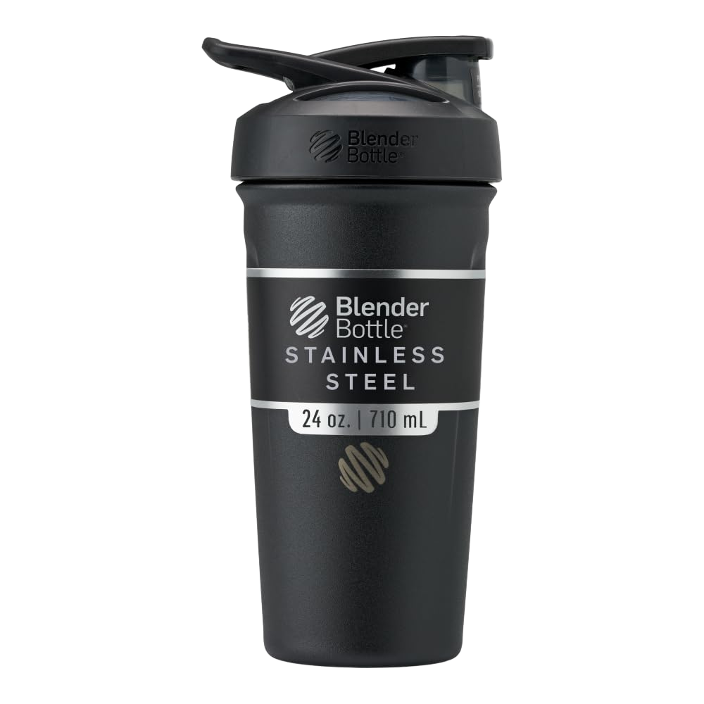 BlenderBottle Strada Shaker Cup Insulated Stainless Steel Water Bottle with Wire Whisk