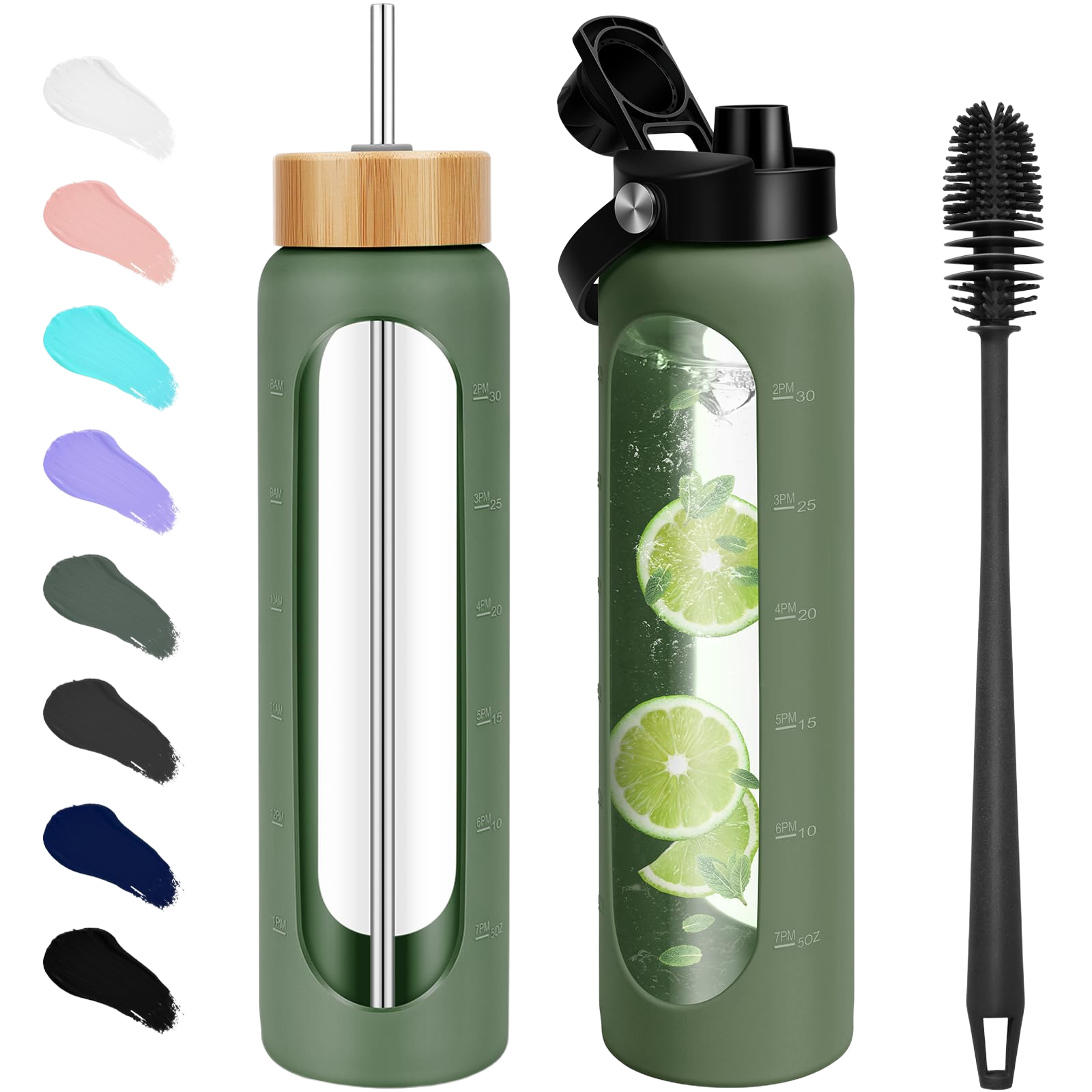 FULBEVY 32 oz Glass Water Bottles