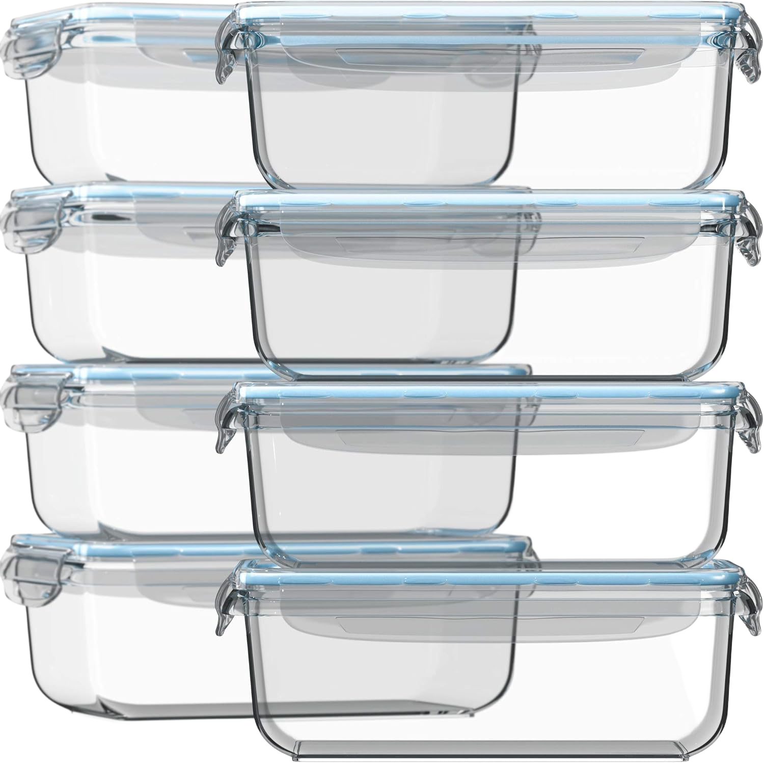 Razab 16 Pc (Set of 8) 30 Oz Glass Meal Prep Containers with Lids
