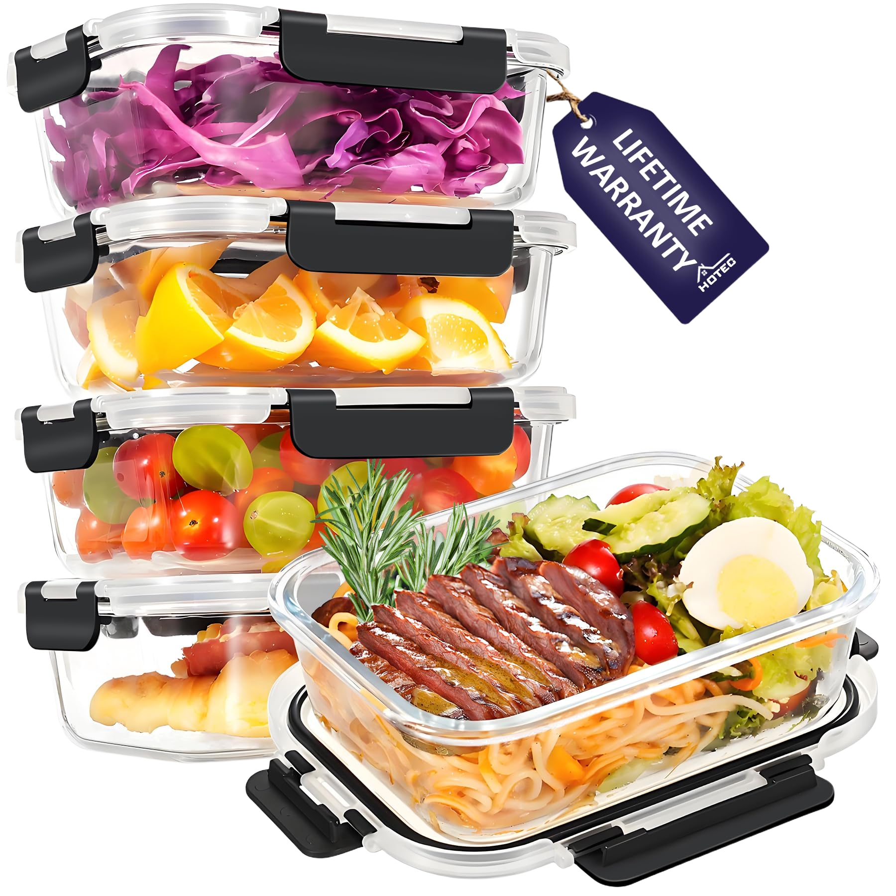 HOTEC 35OZ Glass Food Storage Container