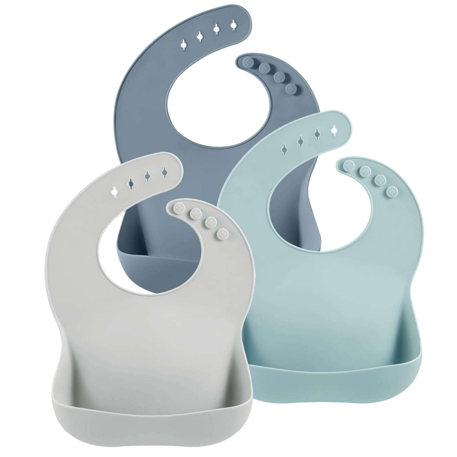 PandaEar 3 Pack Silicone Bibs for Boys Girls for Babies & Toddlers