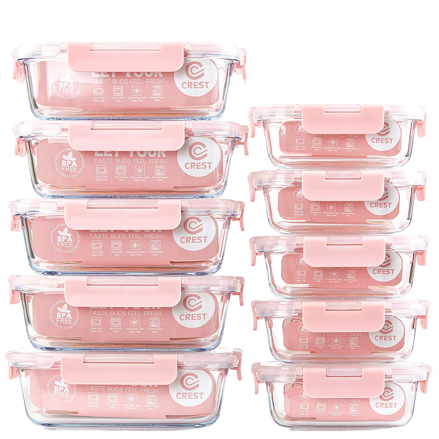 C CREST [10 Pack] Glass Meal Prep Containers