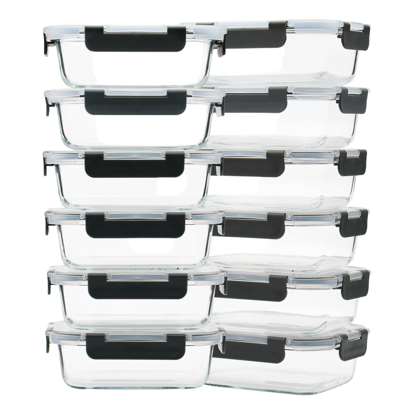 GULFLIN 12 Pack 22oz Glass Meal Prep Containers
