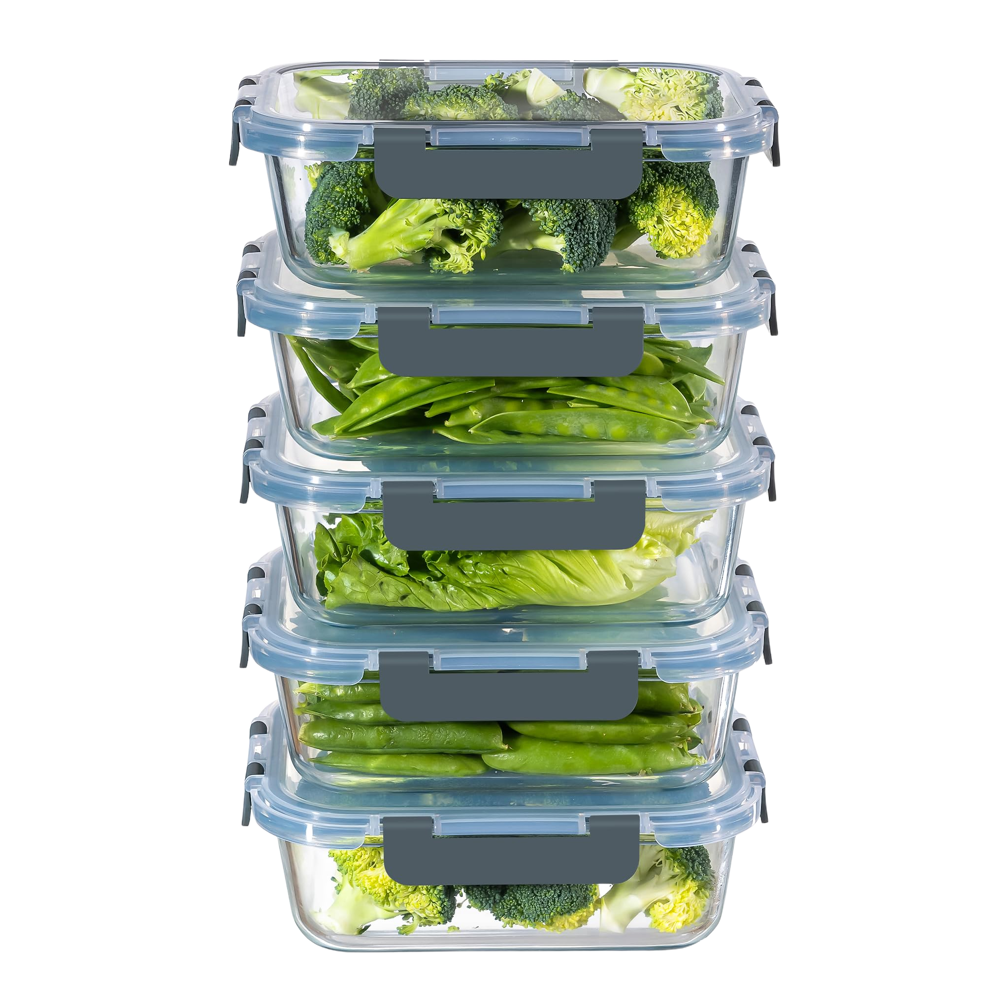 MFY 5-Pack 36 OZ Glass Storage Containers with Lids
