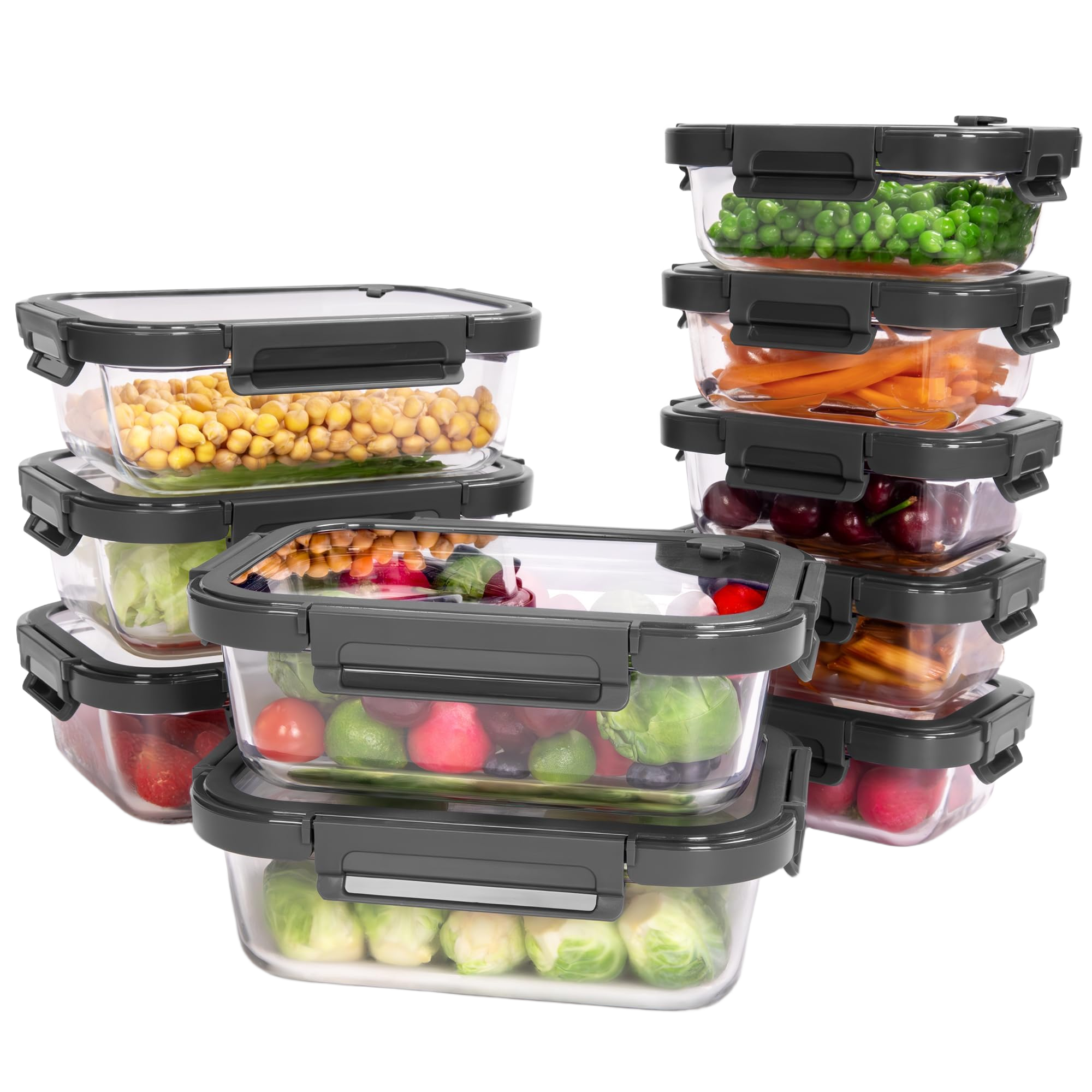 BOROHOUSE 10-Pack Glass Food Storage Containers with Tempered Lids – Borosilicate