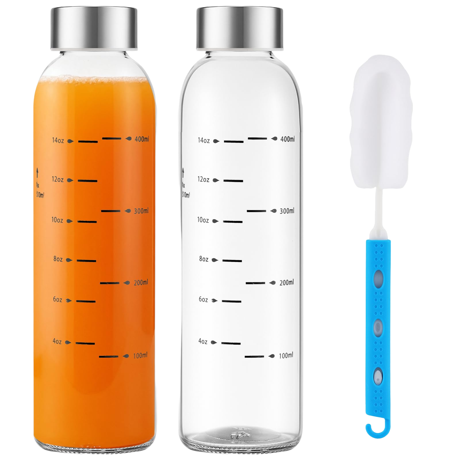 weasland Glass Juice Bottles with Lids Set of 2