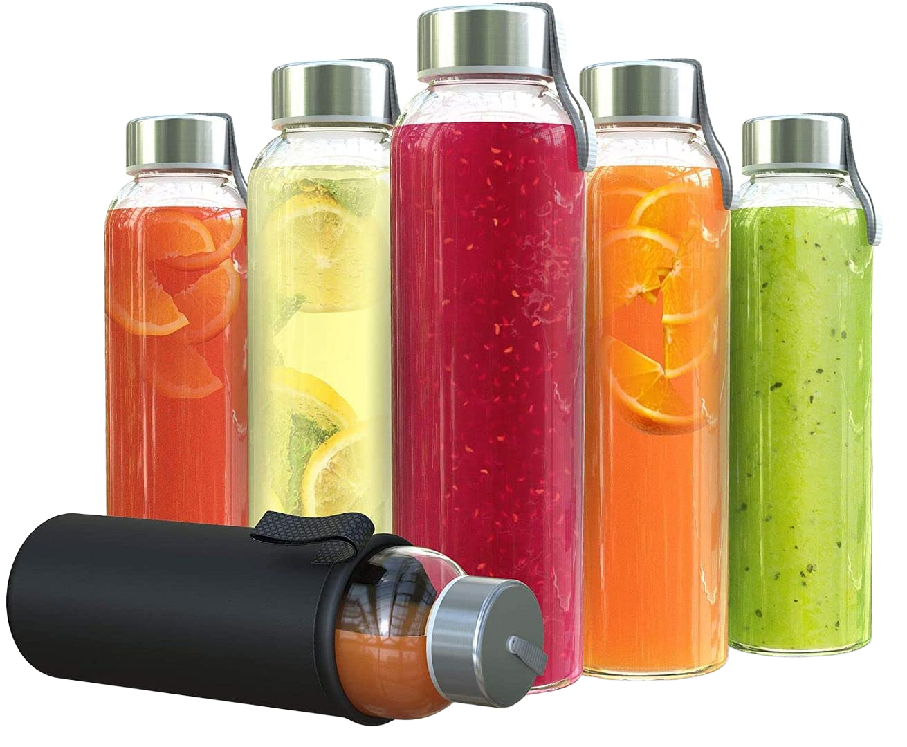 Chef's Star 18 Oz Glass Water Bottles