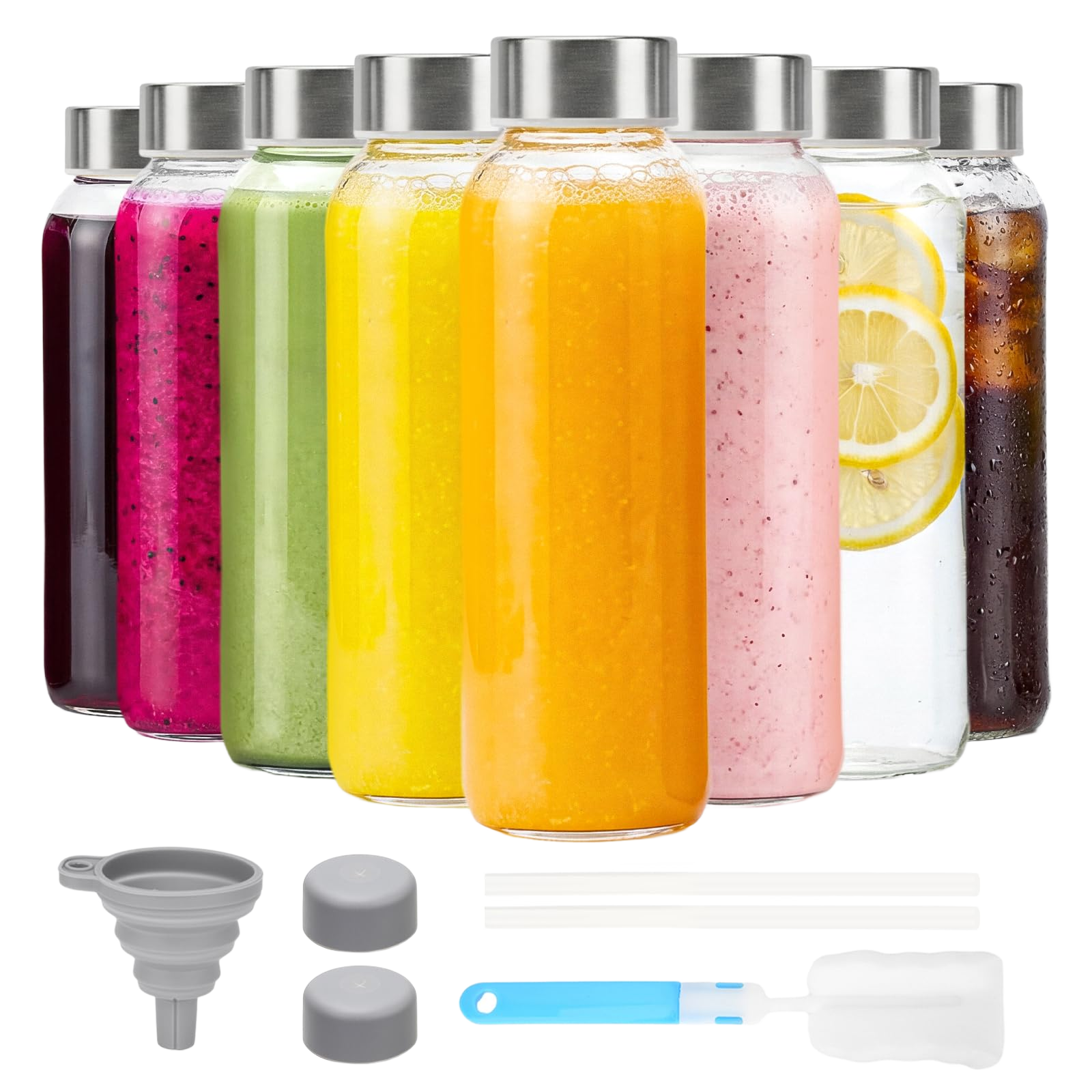Luxfuel Glass Water Bottles with Lids 16 oz