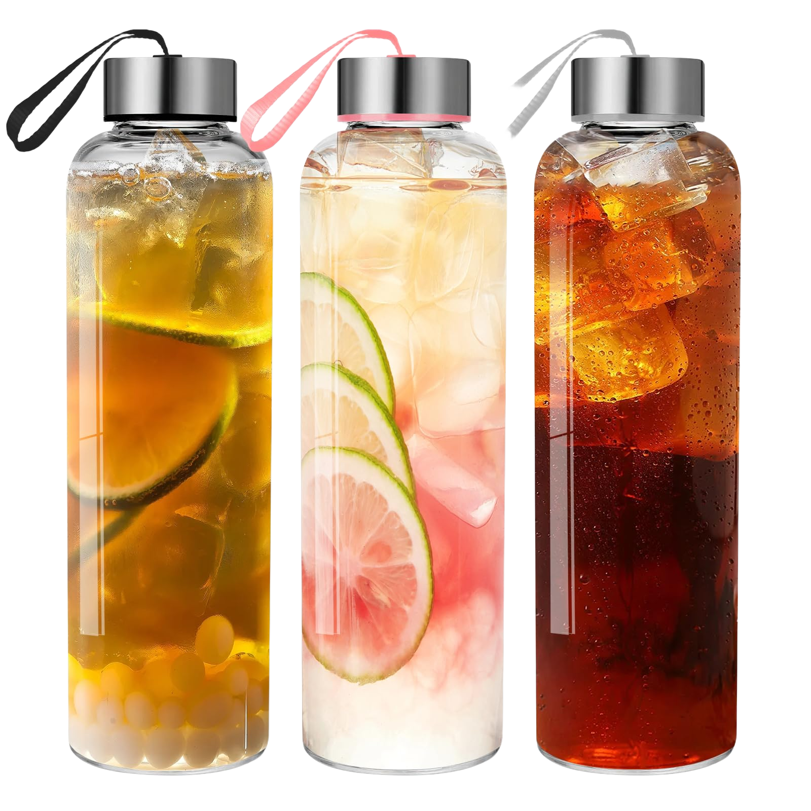GoldArea Glass Water Bottles Set of 3