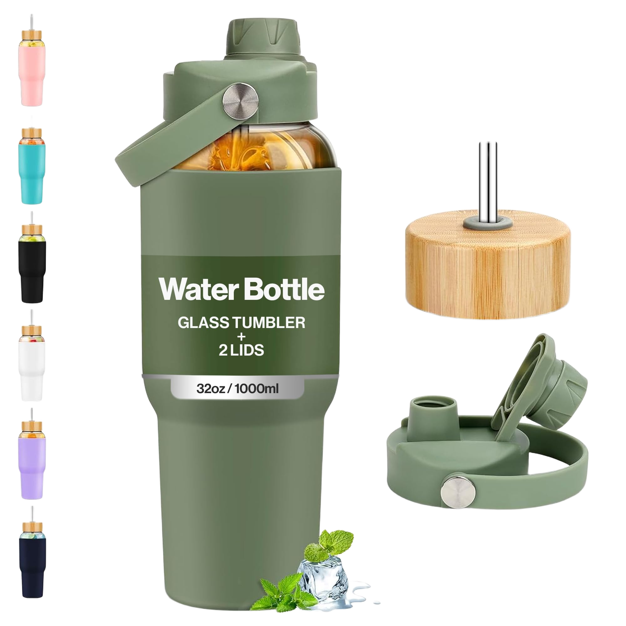 PROBTTL Glass Water Bottles 32 oz