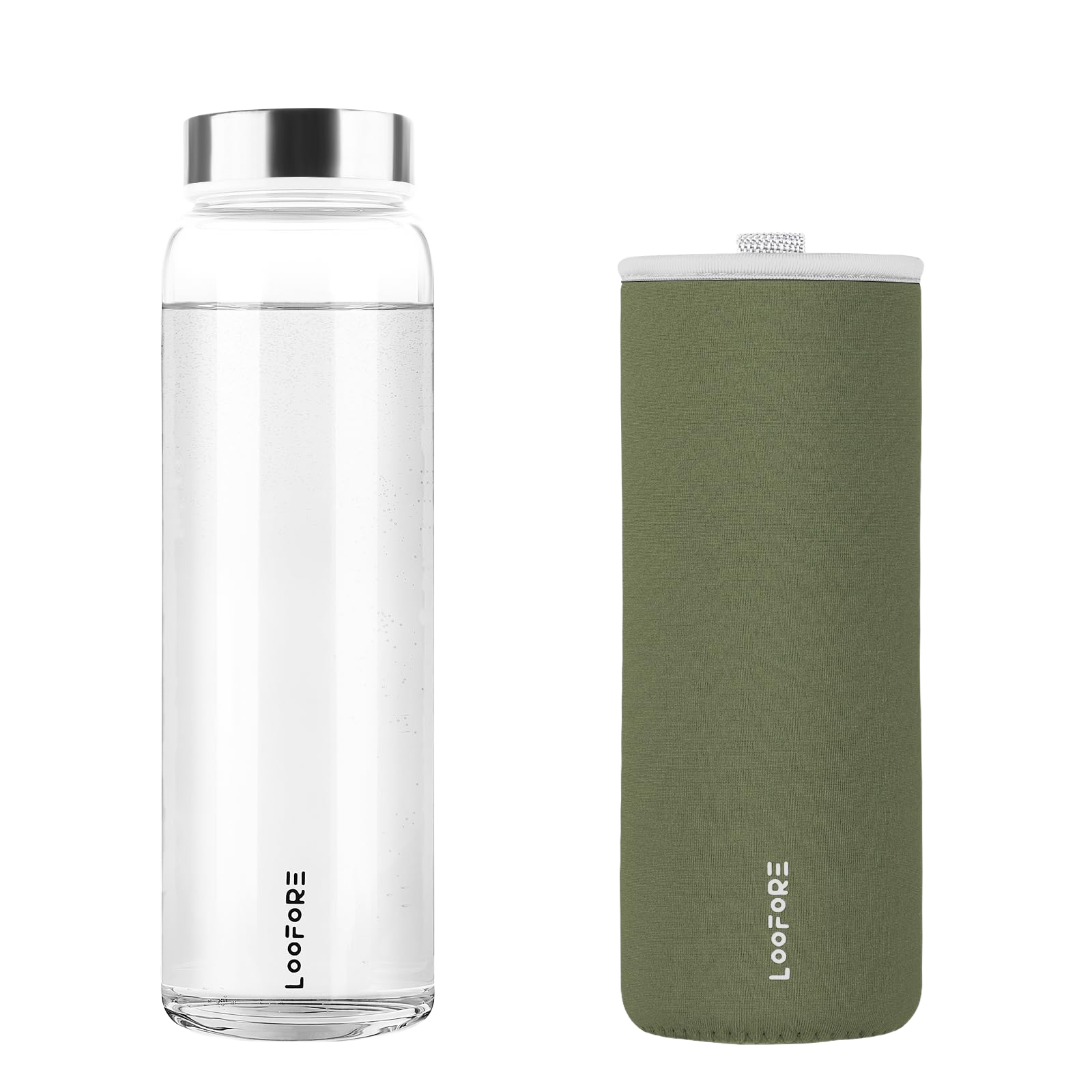LOOFORE Glass Water Bottles 32 oz