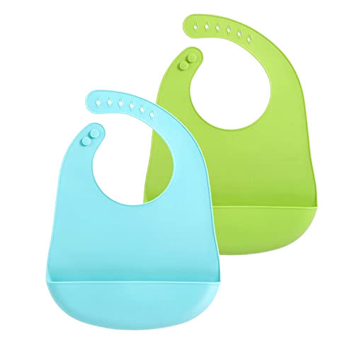 PandaEar 2 Pack Silicone Baby Bibs Super Thin Light Weight for Babies & Toddlers Feeding