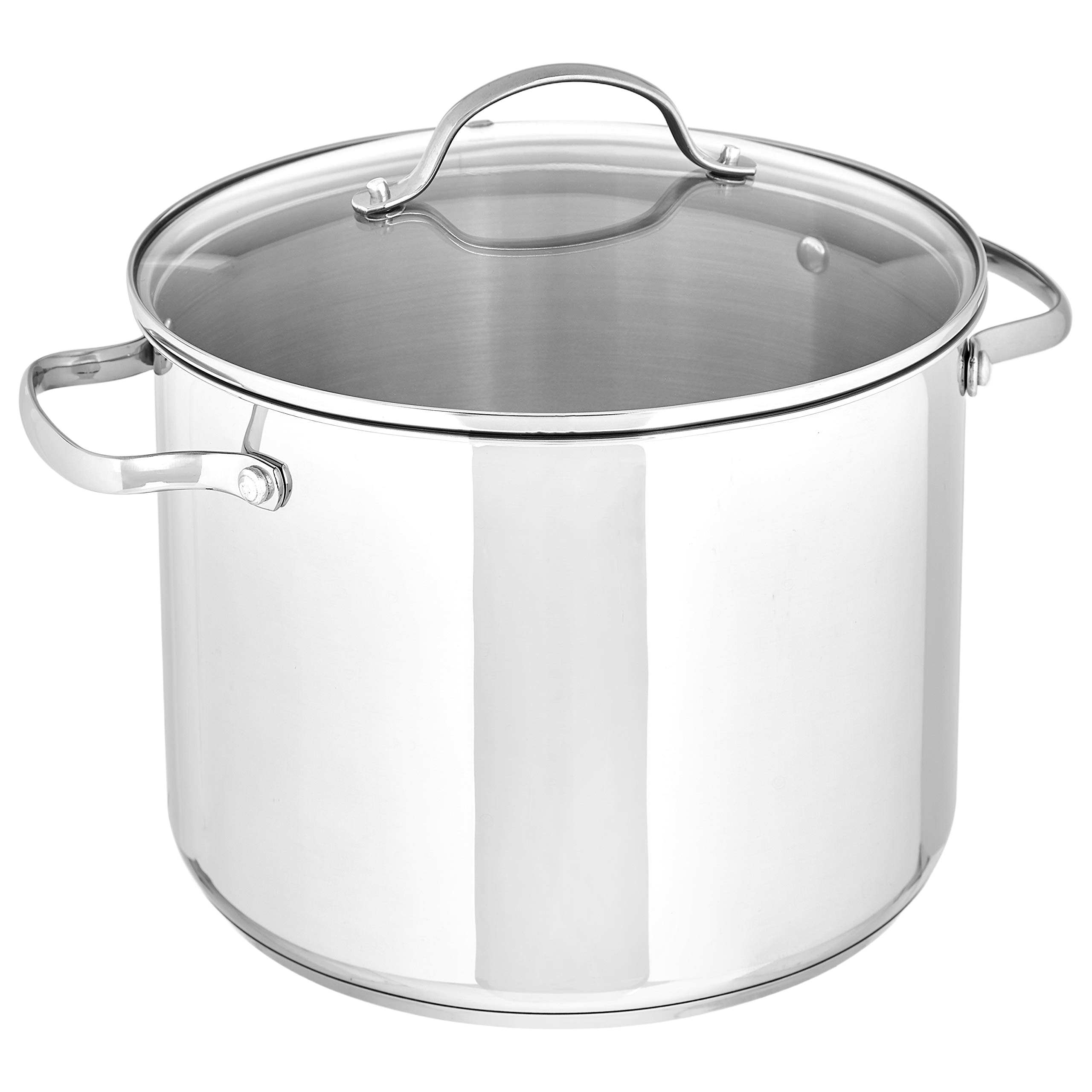 Amazon Basics Stainless Steel Induction Compatible Stock Pot with Glass Lid