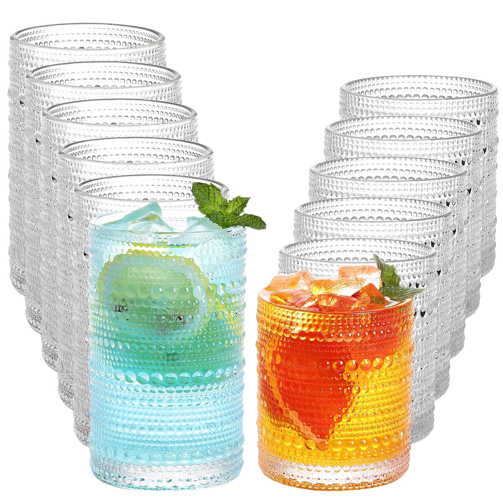Moretoes Hobnail Drinking Glasses Set of 12