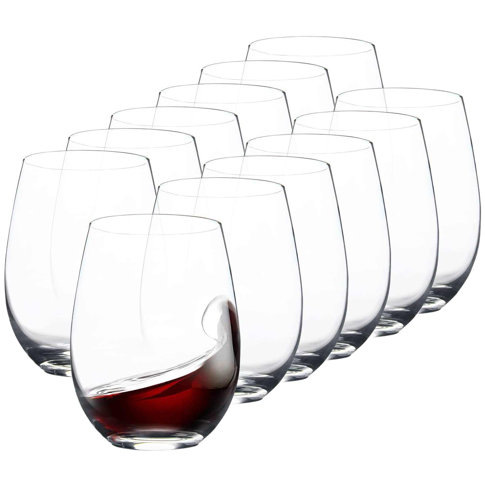 FAWLES Stemless Wine Glasses Set of 12