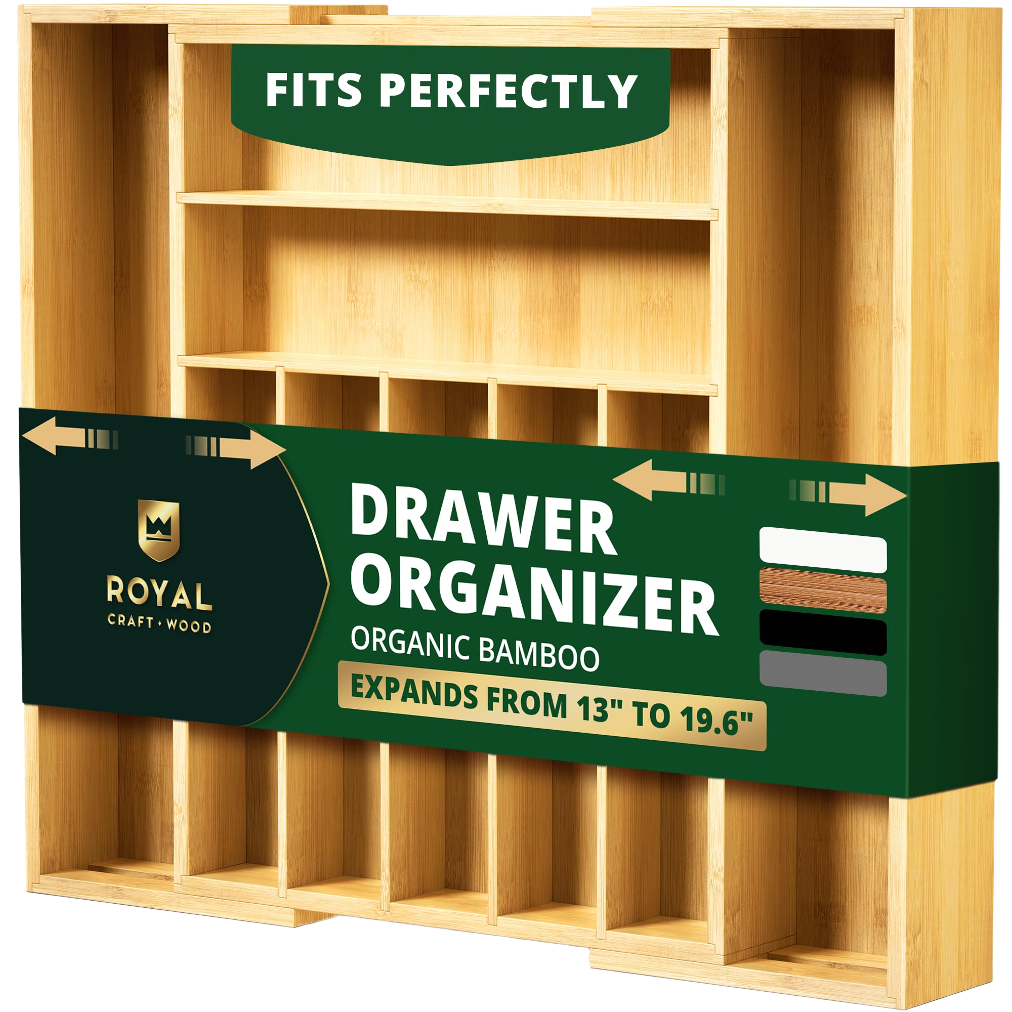 ROYAL CRAFT WOOD Luxury Bamboo Kitchen Drawer Organizer
