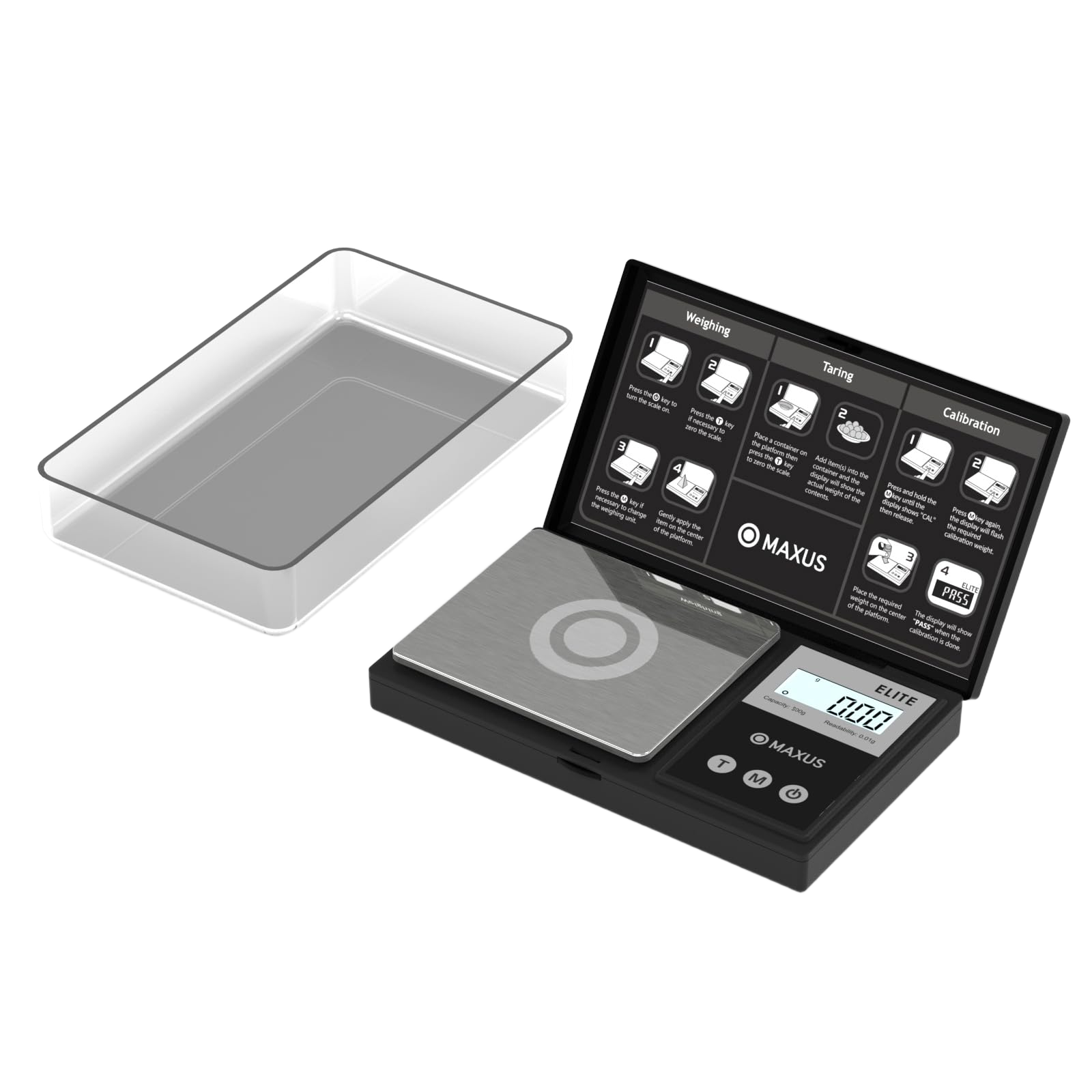 MAXUS Digital Pocket Gram Scale 500g x 0.01g High Precision with Tray