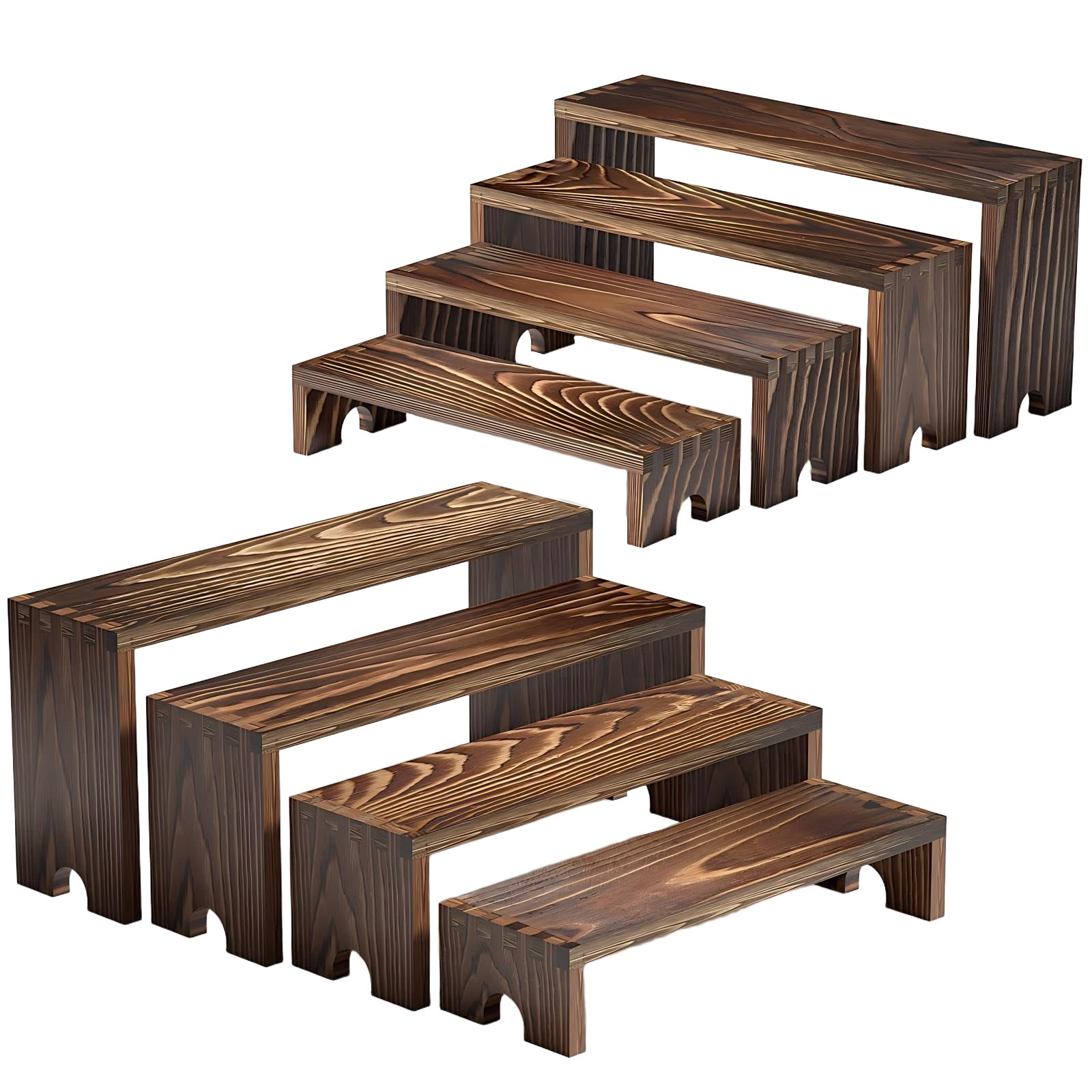 Vecxoty 2 Set Wooden Tiered Risers Display Stands for Vendor Events,Stackable Wood Cupcake Display