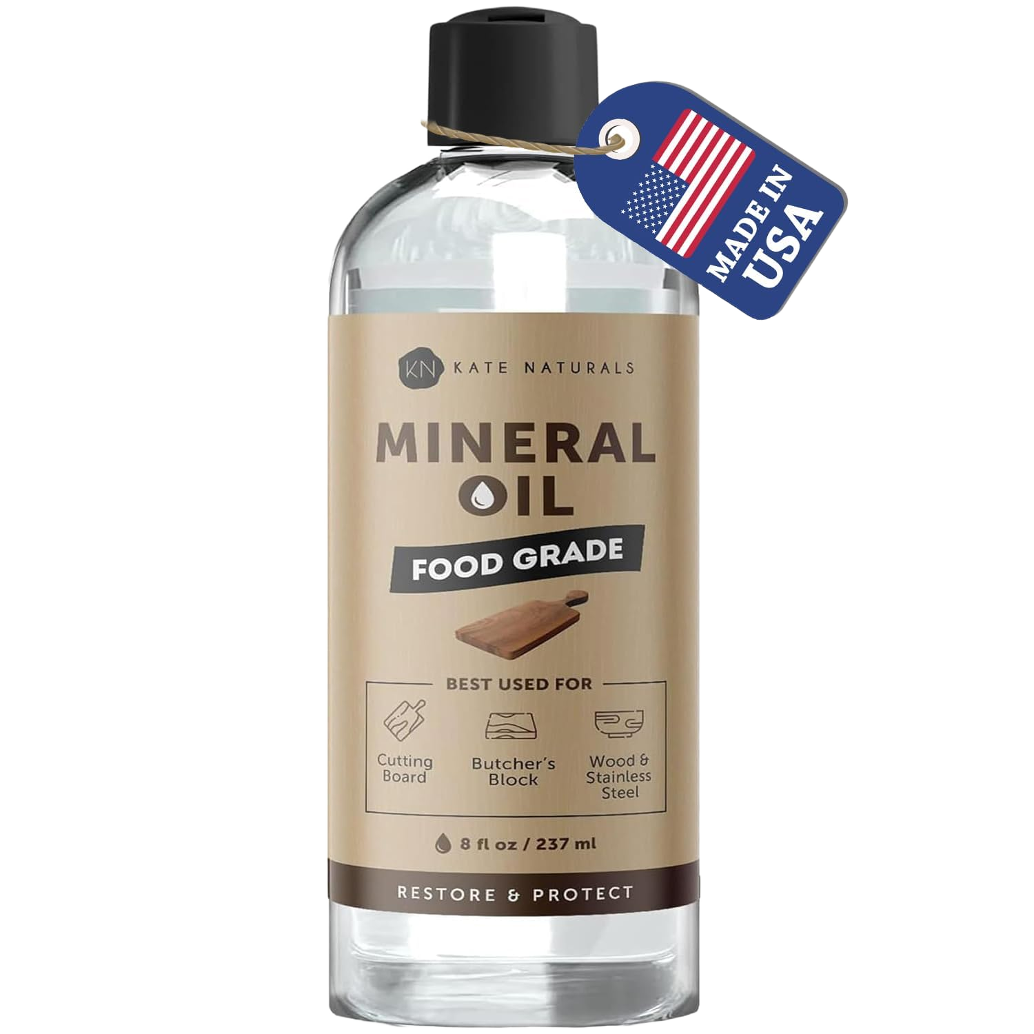 Kate Naturals Mineral Oil for Wood Cutting Board