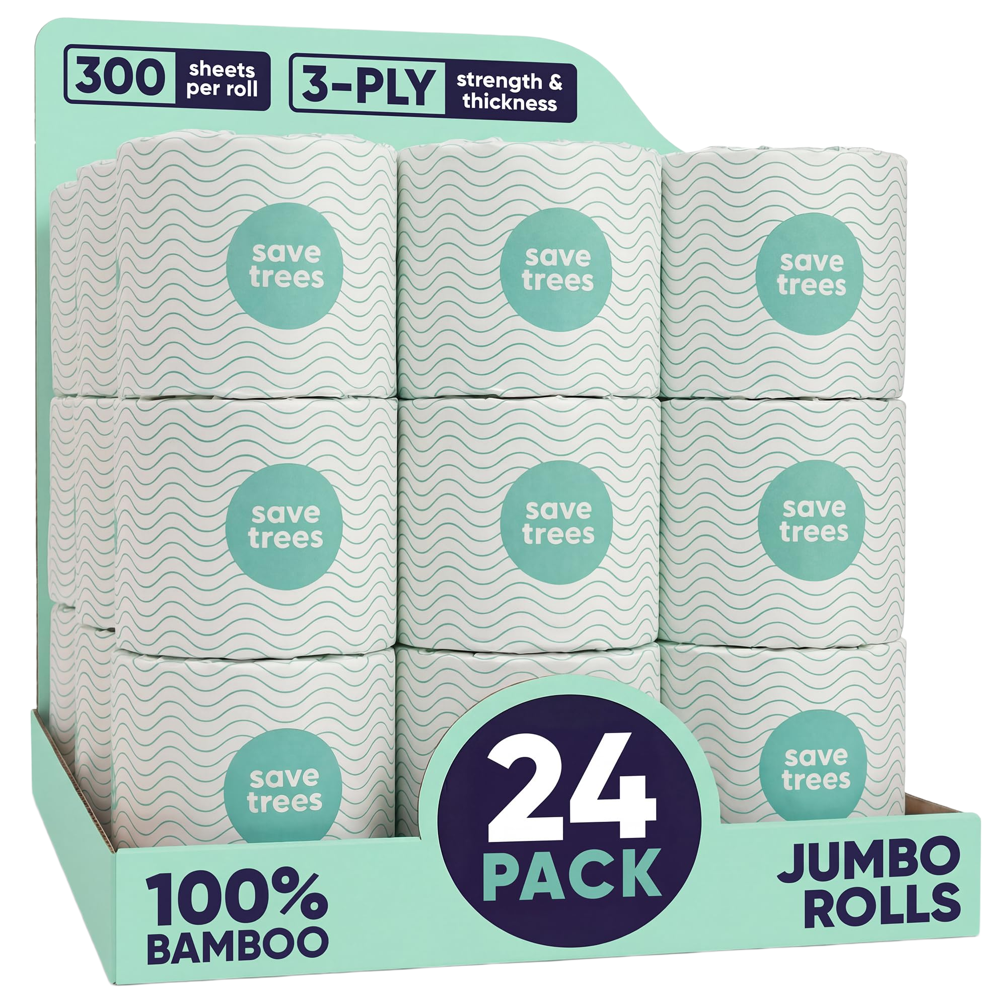 SAVE TREES Bamboo Toilet Paper -24 Rolls Of Septic Safe Organic Toilet Paper 3-ply